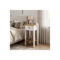 Stewehome Κομοδίνο με ένα συρτάρι από λευκή δρυ και 40x35x70 cm 198522 |  Κομοδίνα στο espiti