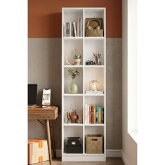 Stewehome Βιβλιοθήκη με 10 ράφια από μελαμίνη 180 cm Λευκό 51x25x180 cm 466064 |  Βιβλιοθήκες στο espiti