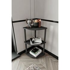Stewehome Γωνιακή βιβλιοθήκη 3 επιπέδων από MDF Μαύρο 34x34x34 cm 177365 |  Βιβλιοθήκες στο espiti