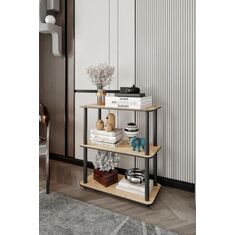 Stewehome Διακοσμητική βιβλιοθήκη 3 επιπέδων από MDF με ορθογώνια ράφια πολλαπλών χρήσεων Καφέ 60x30x65 cm 481876 |  Βιβλιοθήκες στο espiti