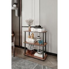Stewehome Διακοσμητική βιβλιοθήκη 3 επιπέδων από MDF σε ορθογώνιο σχήμα Καφέ 60x30x65 cm 346438 |  Βιβλιοθήκες στο espiti