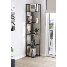 Stewehome Μοντέρνα μεταλλική βιβλιοθήκη τοίχου με 5 ράφια σε γκρι χρώμα (33 cm) 33x33x180 cm 793499 |  Βιβλιοθήκες στο espiti
