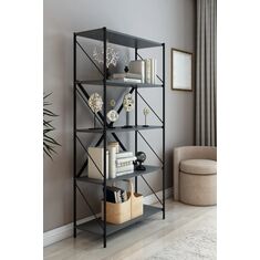Stewehome Μεταλλική βιβλιοθήκη γραφείου με ράφια 150 cm (24 cm) 50x24x150 cm 420599 |  Βιβλιοθήκες στο espiti