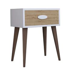 Κομοδίνο Laber pakoworld με ένα συρτάρι καρυδί-λευκό-sonoma 45x30x57.5εκ |  Κομοδίνα στο espiti