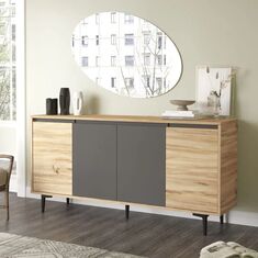 Μπουφές Augusta pakoworld oak-ανθρακί 160x40x78.5εκ |  Μπουφέδες στο espiti
