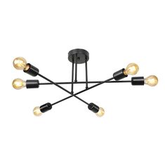 Φωτιστικό οροφής εξάφωτο PWL-1122 pakoworld Ε27 μαύρο Φ61x25εκ |  Οροφής στο espiti