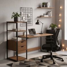 Γραφείο Zayn ΙΙ pakoworld με ραφιέρα-MDF καρυδί-μαύρο 108x40x111εκ |  Γραφεία στο espiti