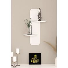 Stewehome Διακοσμητικό ράφι τοίχου από MDF με ξύλινη υφή σε μοντέρνο ρετρό στυλ (46 cm) 70x46x13 cm 568068 |  Ραφιέρες τοίχου στο espiti