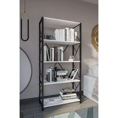 Stewehome Διακοσμητική βιβλιοθήκη με 5 ράφια από μέταλλο για το γραφείο ή το σπίτι (30 cm) 70x30x160 cm 772586 |  Βιβλιοθήκες στο espiti