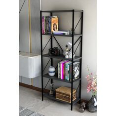 Stewehome Διακοσμητική βιβλιοθήκη με 5 ράφια από μέταλλο για πολλαπλές χρήσεις (24 cm) 50x24x151 cm 474587 |  Βιβλιοθήκες στο espiti