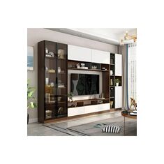 Stewehome Μοντέρνα επιτοίχια σύνθεση τηλεόρασης με ράφια από σανίδα μελαμίνης Πολύχρωμο 100x200x100 cm 535263 |  Έπιπλα τηλεόρασης στο espiti