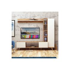 Stewehome Μοντέρνα τηλεοπτική μονάδα σε χρώμα δρυός με ντουλάπια Καφέ 350156 |  Έπιπλα τηλεόρασης στο espiti