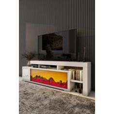 Stewehome Διακοσμητικό τεχνητό τζάκι και μονάδα τηλεόρασης με τηλεχειριστήριο και 160x28x52 cm 229076 |  Έπιπλα τηλεόρασης στο espiti