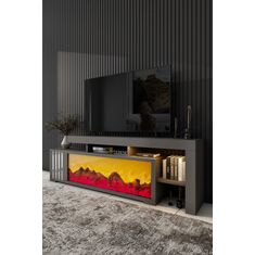 Stewehome Διακοσμητική ηλεκτρική τεχνητή εστία και έπιπλο τηλεόρασης με τηλεχειριστήριο ηχείο 160x28x52 cm 805931 |  Έπιπλα τηλεόρασης στο espiti