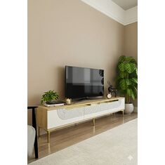 Stewehome Έπιπλο τηλεόρασης με ντουλάπια από μοριοσανίδα μοντέρνου σχεδιασμού 180x30x41 cm 467248 |  Έπιπλα τηλεόρασης στο espiti