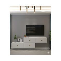 Stewehome Σετ 2 τεμαχίων επιτοίχια βάση τηλεόρασης μοντέρνου στιλ από Συνθετικό ξύλο 120x30x30 cm 363602 |  Έπιπλα τηλεόρασης στο espiti