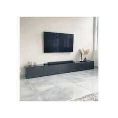 Stewehome Μοντέρνα τηλεοπτική μονάδα με ντουλάπι από σανίδα μελαμίνης Γκρι 300x30x40 cm 696003 |  Έπιπλα τηλεόρασης στο espiti