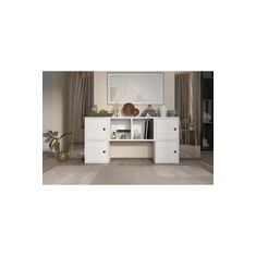 Stewehome Κονσόλα με 4 πόρτες και 2 ανοιχτά ράφια ειδικού σχεδιασμού Λευκό 129x30x67 cm 522112 |  Βιτρίνες - Έπιπλα εισόδου στο espiti
