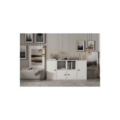 Stewehome Κονσόλα με τέσσερις πόρτες και ράφι χωρίς πλαίσιο Λευκό 129x30x65 cm 889330 |  Βιτρίνες - Έπιπλα εισόδου στο espiti