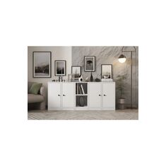 Stewehome Κονσόλα με ράφι και ντουλάπι Λευκό 129x160x160 cm 292146 |  Βιτρίνες - Έπιπλα εισόδου στο espiti