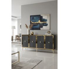 Stewehome Κονσόλα πολύ λειτουργικό ντουλάπι για γωνιά καφέ και έπιπλο τηλεόρασης 150x32x75 cm 978024 |  Βιτρίνες - Έπιπλα εισόδου στο espiti