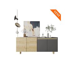Stewehome Μοντέρνα κονσόλα με πόρτες και ράφια για σαλόνι ή υπνοδωμάτιο από Συνθετικό ξύλο 180x45x75 cm 709484 |  Βιτρίνες - Έπιπλα εισόδου στο espiti