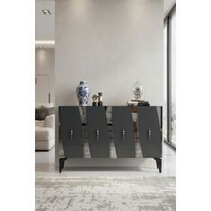 Stewehome πολυλειτουργική κονσόλα με ντουλάπι και ράφι για γωνιά καφέ και έπιπλο τηλεόρασης 120x32x79 cm 597380 |  Βιτρίνες - Έπιπλα εισόδου στο espiti