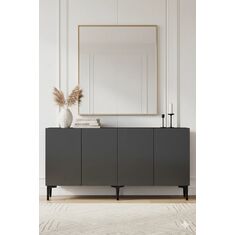 Stewehome Κονσόλα έπιπλο τηλεόρασης πολύχρηστο ντουλάπι και γωνιά καφέ από Συνθετικό ξύλο με κλασικό στιλ και ράφια 150x32x75 cm 639120 |  Βιτρίνες - Έπιπλα εισόδου στο espiti