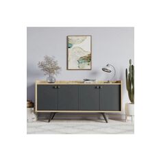 Stewehome Κονσόλα με πόδια και ντουλάπια και ράφια 153x40x69 cm 771273 |  Βιτρίνες - Έπιπλα εισόδου στο espiti