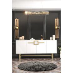 Stewehome Κονσόλα με πόδια και ντουλάπια 150x35x48 cm 807155 |  Βιτρίνες - Έπιπλα εισόδου στο espiti