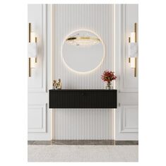 Stewehome Κονσόλα MDF τοίχου με πόρτα country στιλ χωρίς πόδια 90x27 cm 763371 |  Βιτρίνες - Έπιπλα εισόδου στο espiti