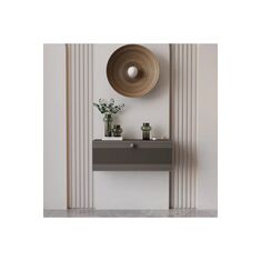 Stewehome Κονσόλα τοίχου με πόρτα από 100% MDF country στιλ Γκρι 69x26x24 cm 964501 |  Βιτρίνες - Έπιπλα εισόδου στο espiti