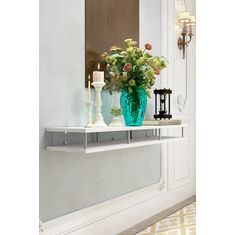 Stewehome Κονσόλα από λευκό και χρυσό μέταλλο 120x12x12 cm 349983 |  Βιτρίνες - Έπιπλα εισόδου στο espiti