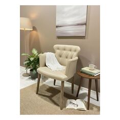 Stewehome πολυθρόνα από δέρμα με ξύλινα πόδια 60x60 cm 788160 |  Πολυθρόνες σαλονιού στο espiti