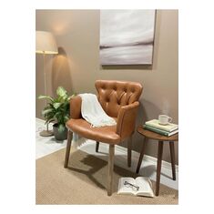 Stewehome πολυθρόνα από δέρμα με ξύλινα πόδια 60x60 cm 974949 |  Πολυθρόνες σαλονιού στο espiti