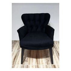 Stewehome Πολυθρόνα μονή με πόδια από ξύλο Μαύρο 60x48x48 cm 805432 |  Πολυθρόνες σαλονιού στο espiti