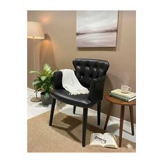 Stewehome πολυθρόνα από δέρμα με ξύλινα πόδια 60x60 cm 334741 |  Πολυθρόνες σαλονιού στο espiti