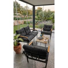 Stewehome Σετ καθιστικού με 2θέσιο και 1θέσιους καναπέδες και τραπεζάκι 116x60x45 cm 353690 |  Σετ τραπεζαρία κήπου στο espiti