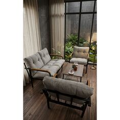 Stewehome Σετ καθιστικού με διθέσιο και δύο μονά καθίσματα και τραπεζάκι MDF 15x60x15 cm 971374 |  Σετ τραπεζαρία κήπου στο espiti