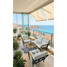 Stewehome Σετ μεταλλικού καναπέ και πολυθρόνας για μπαλκόνι κήπο βεράντα καφέ με τραπεζάκι 2 1 1 70x60x15 cm 805360 |  Σετ τραπεζαρία κήπου στο espiti