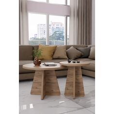 Stewehome Σετ 2 τεμαχίων στρογγυλά ράνερ τραπεζάκια σαλονιού σκανδιναβικού στιλ πλευρικά και μεσαία τραπεζάκια 474651 |  Τραπεζάκια σαλονιού στο espiti