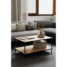 Stewehome Τραπέζι σαλονιού ορθογώνιο με ράφι μεταλλικό μοντέρνου στιλ (Διάσταση: | Χώρα προέλευσης: TR cm) 90x60x42 cm 214031 |  Τραπεζάκια σαλονιού στο espiti