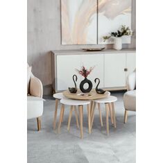 Stewehome Σετ 5 τεμαχίων τραπεζάκια σαλονιού σκανδιναβικού στιλ από λευκή μελαμίνη οβάλ Λευκό 240469 |  Τραπεζάκια σαλονιού στο espiti