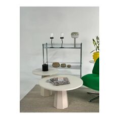 Stewehome Σετ 2 μεσαία τραπέζια σαλονιού από MDF με στρογγυλό σχήμα Μπεζ 590071 |  Τραπεζάκια σαλονιού στο espiti
