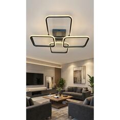 Stewehome Μοντέρνο ορθογώνιο μαύρο πλαφονιέ με LED φωτισμό 60x60x10 cm 563035 |  Οροφής στο espiti