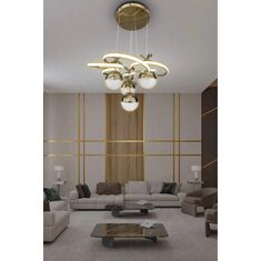 Stewehome Μοντέρνο κρεμαστό φωτιστικό led με 4 φωτιστικά σώματα για σαλόνι και καθιστικό από αλουμίνιο 915750 |  Οροφής στο espiti