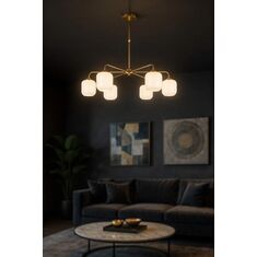 Stewehome μοντέρνο φωτιστικό οροφής με γυαλί για σαλόνι και καθιστικό με 6 λαμπτήρες (Yukseklik: 71 80 cm | Χώρα προέλευσης: TR) 724164 |  Οροφής στο espiti