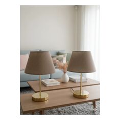 Stewehome Σετ 2 μεταλλικών επιτραπέζιων φωτιστικών με υφασμάτινο καπέλο (Yukseklik: 31-45 cm | Χώρα προέλευσης: TR) 32169889 |  Επιτραπέζια στο espiti