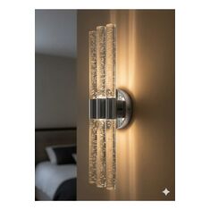 Stewehome μοντέρνο φωτιστικό τοίχου LED με διακοσμητικά στοιχεία από ακρυλικό και μεταλλικό σώμα με τηλεχειρισμό 46313256 |  Απλίκες στο espiti