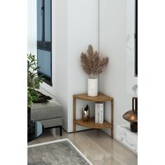 Stewehome Πολυλειτουργικό τρίγωνο ατλαντικό τραπεζάκι από ξύλο πεύκου με 2 επίπεδα ράφια διακοσμητικό Καφέ 30x40x39 cm 8411930 |  Τραπεζάκια βοηθητικά στο espiti
